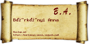 Bárkányi Anna névjegykártya