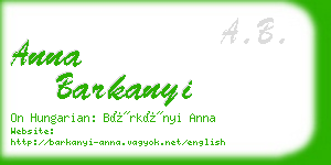 anna barkanyi business card